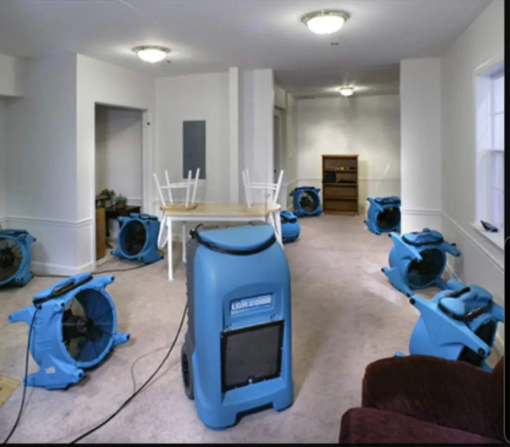 Air movers and dehumidifier setup for Water Extraction & Removal in Lynn